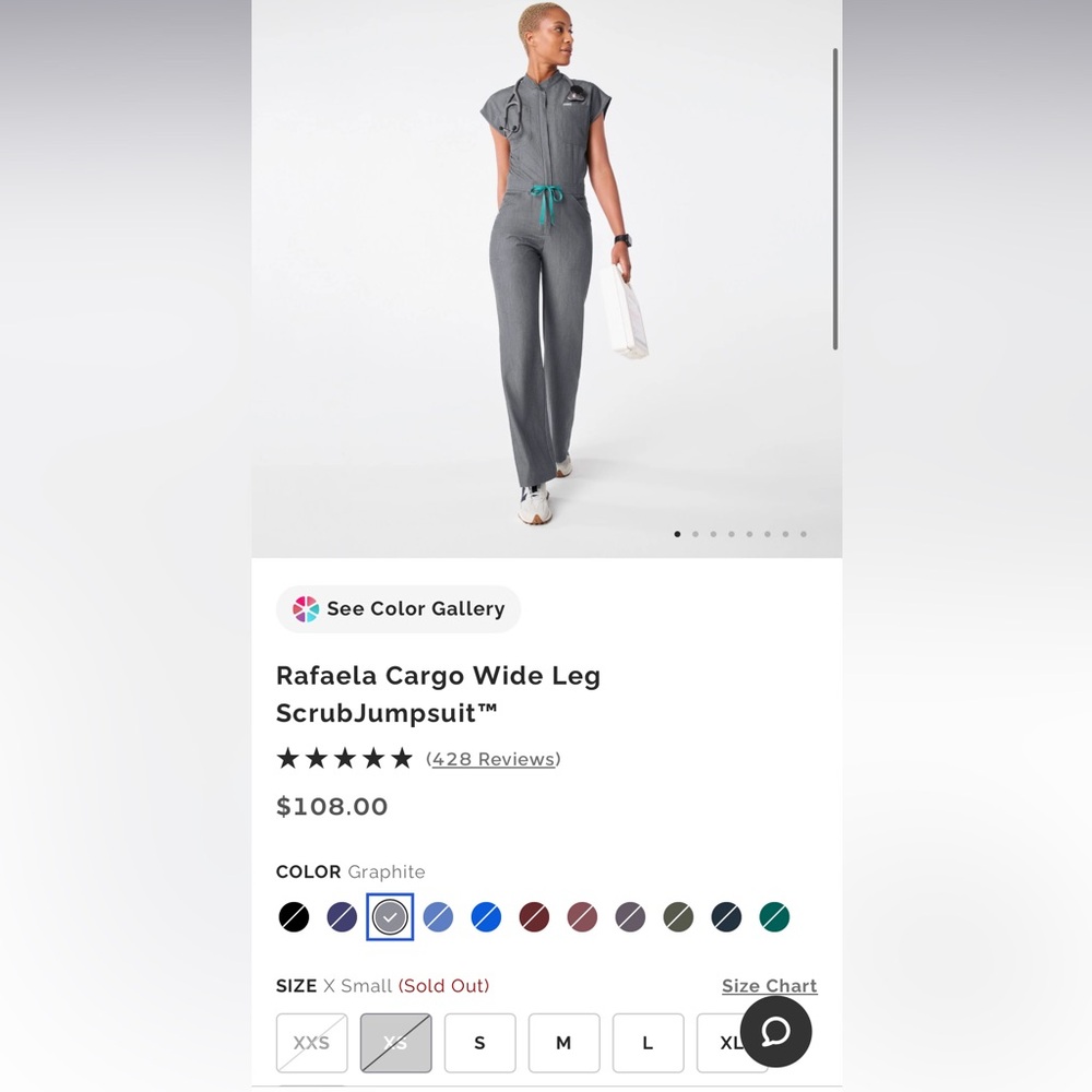 Rafaela Cargo Wide Leg Scrub Jumpsuit
